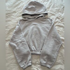 Zara Women's Cropped Beige Hoodie